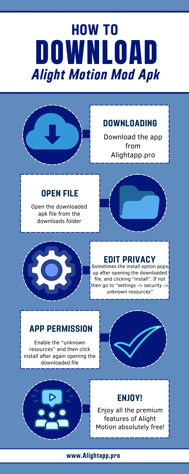 How to download alight motion mod apk guide with all steps and representative icons